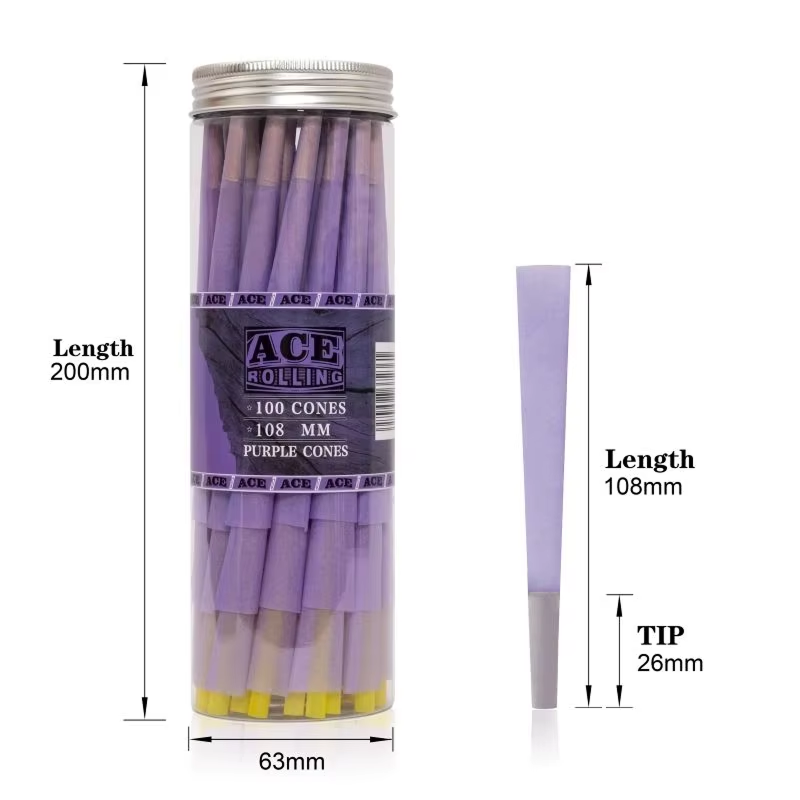 100/ Jar Classic King Size  Slow Burning Pre Rolled Cones With Tips smoking cones
