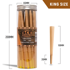100/ Jar Classic King Size  Slow Burning Pre Rolled Cones With Tips smoking cones