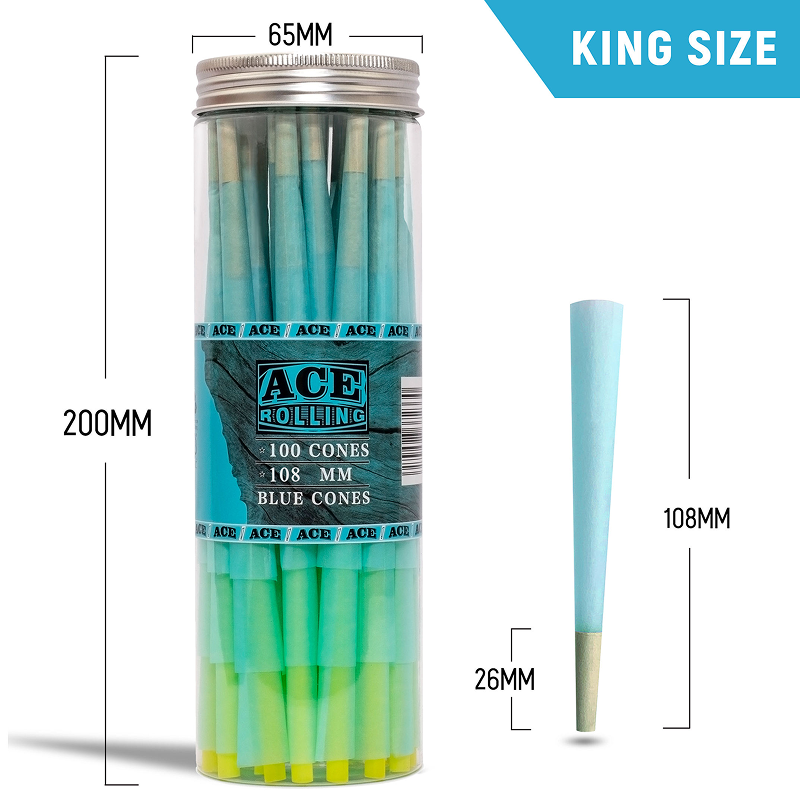 100/ Jar Classic King Size  Slow Burning Pre Rolled Cones With Tips smoking cones