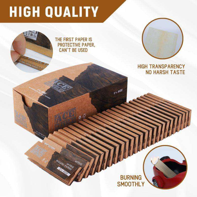 Wholesale & Retail: King Size Unbleached Brown Rolling Paper - Slow Burning, Natural Arabic Gum (Samples Available)