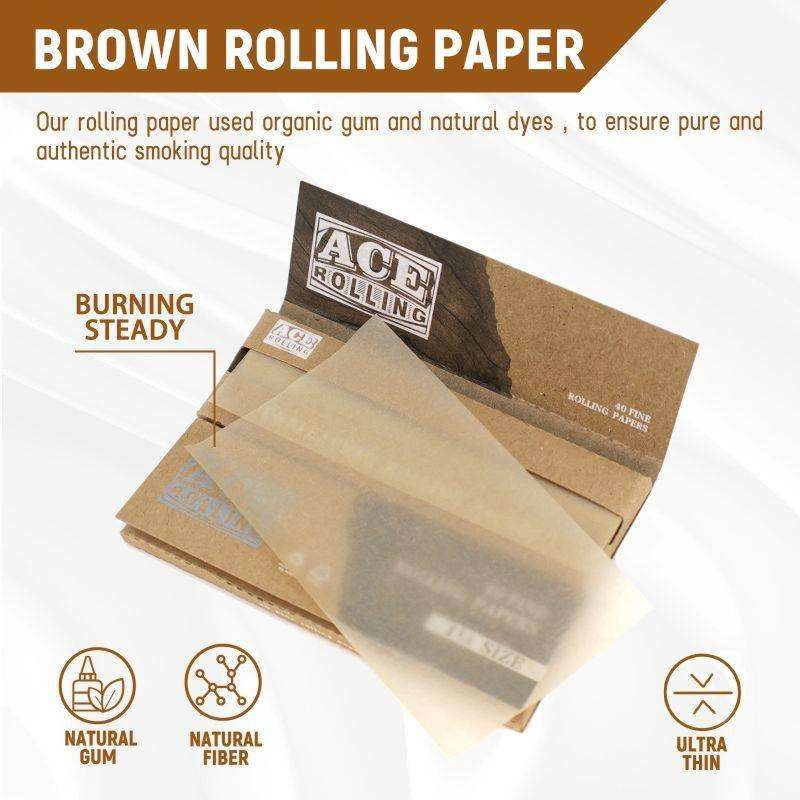 Wholesale & Retail: King Size Unbleached Brown Rolling Paper - Slow Burning, Natural Arabic Gum (Samples Available)